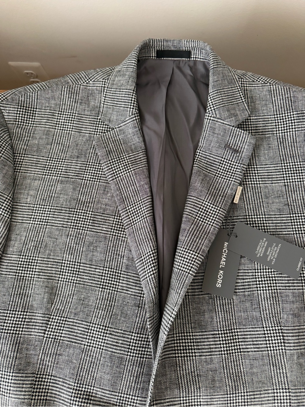 Michael Kors Black and Gray Glen Plaid Sport Coat